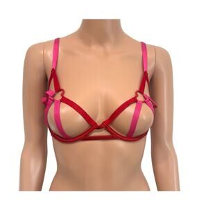 Victoria's Secret small DD Very Sexy harness caged heartware bra BC2 3193
